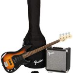 Squier by Fender Affinity Series Precision Bass PJ Beginner Pack, Laurel Fingerboard, Brown Sunburst, with Gig Bag, Rumble 15 Amp, Strap, Cable, and Fender Play