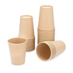 OTOR 42 Count 9 OZ Disposable hot drink cups Paper Coffee Cups water cups Perfect Touch Insulated Paper,Light Brown, Bamboo Fiber
