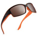 KastKing Skidaway Polarized Sport Sunglasses for Men and Women, Matte Orange Blackout Frame, Copper Base White Steel Mirror