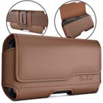 DeBin iPhone 11 Pro Max iPhone Xs Max 7 Plus 8 Plus 6s Plus Holster, Leather Belt Case with Clip Cell Phone Pouch Belt Holder for Large Apple iPhone (Fits Cellphone w/Otterbox Other Cases on) Brown