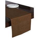 Solino Home 100% Pure Linen Table Runner – 14 x 120 Inch Athena, Handcrafted from European Flax, Natural Fabric Runner – Brown