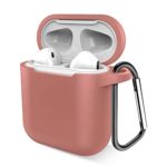 Airpods Case, Music tracker Protective Thicken Airpods Cover Soft Silicone Chargeable Headphone Case with Anti-Lost Carabiner for Apple Airpods 1&2 Charging Case (Brown)