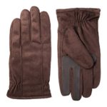 isotoner Stretch Leather Men’s Gloves, Touchscreen Technology, Dual Lining, Brown, MD