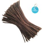 Carykon 100 Pieces Fuzzy Chenille Stems Pipe Cleaners for Arts and Crafts (Brown)
