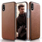 iPhone XR Case, LOHASIC Premium Leather Slim Fit Flexible Hybrid Defender Anti-Slip Soft Grip Scratch Resistant Protective Cover Soft Cases Compatible with Apple iPhone XR (2018) 6.1 inch – Brown
