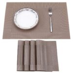 Eternal Moment Placemats Set of 4, 12X18 Inch Linen PVC Waterproof Mat for Dining Table, Heat-Resistant Placemats(Light Brown)