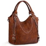 Purses and Handbags for Women UTO PU Leather Large Shoulder Tote Bag with Strap Dark Brown
