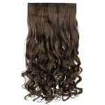 REECHO 20″ 1-pack 3/4 Full Head Curly Wave Clips in on Synthetic Hair Extensions Hair pieces for Women 5 Clips 4.6 Oz Per Piece – Ash Light Brown