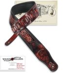 Walker & Williams GB-162 Bourbon Brown Padded Guitar Strap with Oak Leaves & Texas Star