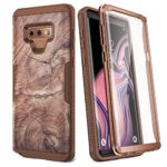 YOUMAKER Case for Galaxy Note 9, Glitter Texture Painting with Built-in Screen Protector Shockproof Rugged Cover for Samsung Galaxy Note 9 (2018) 6.4 Inch – Brown