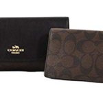 Coach Signature PVC and Leather Checkbook Wallet (Brown Black)