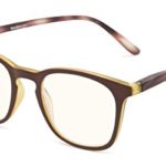 Readers.com Reading Glasses: The Blaire Computer Reader Reader, Plastic Retro Square Style for Men and Women – Brown/Tortoise with Yellow, 1.75