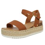 SODA Women’s Open Toe Ankle Strap Espadrille Sandal