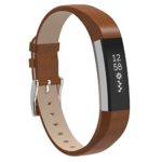 Henoda Replacemnt Leather Bands Compatible with Fitbit Alta/Fitbit Alta HR, Brown Classic Genuine Leather Wristband, Small Large, No Tracker