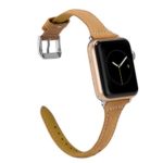 Wearlizer Light Brown Slim Thin Leather Compatible with Apple Watch Band 42mm 44mm Women Mens for iWatch Sport Strap Leisure Wristband Cool Replacement Bracelet (Sliver Clasp) Series 5 4 3 2 1 Edition