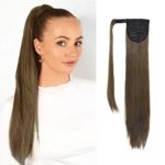 SEIKEA Clip in Ponytail Extension Wrap Around Long Straight Hair Extension 28 Inch Synthetic Hairpiece – Light Ash Brown