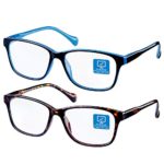 Blue Light Blocking Computer Glasses 2 Pack Decrease Eye Eyestrain Unisex(Men/Women) Glasses with Spring Hinges Blue Light Glasses