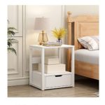 Small Nightstand Bedside Table, Modern End Table with Drawer and Storage Shelf for Bedroom, Side Table Sofa Table, Sturdy and Durable, White 21.7 x 15.4 x 3.9 inches