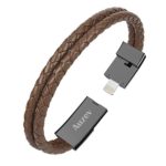 Auzev Charging Bracelets Cable Data Charger Cord Fashion Double Braided Leather Wrist Line (Brown M?7.2″?)