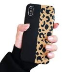 YonMeet Leopard Case for iPhone Xs X 10 Classic Luxury Fashion Protective Flexible Soft Rubber Gel Back Cover Shell Casing (Black Brown, iPhone X/XS)