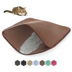 WePet Cat Litter Mat, Kitty Litter Trapping Mat – Large Size, Honeycomb Double Layer Mats, No Phthalate, Urine Waterproof, Easy Clean, Scatter Control, Catcher Litter Box Rug Carpet 30×25 Inch Brown