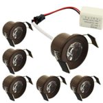 LEDIARY Recessed Cabinet Lights, Mini Led Downlighters, 1 inch Led Lights Round, Dark Wood, 120v, 1.5w, Warm White 3000k, 6 Packs