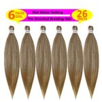 MSBELLE 6 Packs/Lot 90g/Pack Pre Stretched Crochet Braids Hair 26 Inch Hot Water Setting Ombre Jumbo Synthetic Fiber Braiding Hair Extensions Light Brown(27)