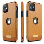 I&J iPhone 11Pro Max Real Leather Back Cover, Scratch& Shockproof. Fit only iPhone 11Pro Max. (Yellow – Light Brown)
