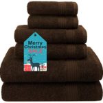 Hotel & Spa Quality, Absorbent and Soft Decorative Kitchen and Bathroom Sets, Cotton, 6 Piece Turkish Towel Set, Includes 2 Bath Towels, 2 Hand Towels, 2 Washcloths, Chocolate Brown
