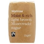 Waitrose Light Brown Muscovado Sugar – 1kg (2.2 lbs)