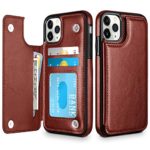 HianDier Wallet Case for iPhone 11 Pro MAX Slim Protective Case with Credit Card Slot Holder Flip Folio Soft PU Leather Magnetic Closure Cover for 2019 iPhone 11 Pro Max, Brown