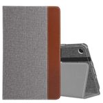 MoKo Case Fits All-New Amazon Kindle Fire 7 Tablet (9th Generation, 2019 Release), Slim Folding Stand Smart Shell Multiple Viewing Angles Cover with Auto Wake/Sleep – Jeans Gray & Brown