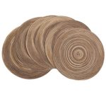 SHACOS Round Braided Placemats 15 inch Washable Kitchen Table Placemats for Home Wedding Party (Rainbow Brown, 6)
