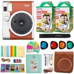 Fujifilm Instax Mini 90 Neo Classic Instant Film Camera (Brown) + Fuji Instax Film Twin Pack (40 Film) + Accessories Kit/Bundle + Fitted Case + 4 Filter Lens + Frames + Photo Album + More