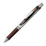Pentel EnerGel RTX Retractable Liquid Gel Pen, (0.7mm) Metal Tip, Medium Line, Brown Ink, 12 pack (BL77-E)