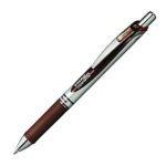 Pentel EnerGel RTX Retractable Liquid Gel Pen, (0.7mm) Metal Tip, Medium Line, Brown Ink, 12 pack (BL77-E)