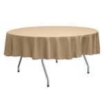 Ultimate Textile -5 Pack- Reversible Shantung Satin – Majestic 72-Inch Round Tablecloth, Camel Light Brown