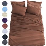 Shilucheng Queen 6-Piece Bed Sheets Set Microfiber 1800 Thread Count Percale 16 Inch Deep Pockets Super Soft and Comforterble Wrinkle Fade and Hypoallergenic(Queen,Brown)
