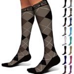 SB SOX Compression Socks (20-30mmHg) for Men & Women – Best Stockings for Running, Medical, Athletic, Edema, Diabetic, Varicose Veins, Travel, Pregnancy, Shin Splints (Dress – Black Argyle, X-Large)