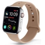 NUKELOLO Sport Band Compatible with Apple Watch 38MM 40MM, Soft Silicone Replacement Strap Compatible for Apple Watch Series 4/3/2/1 [Walnut Color in S/M Size]