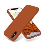 OTOFLY Liquid Silicone Gel Rubber Full Body Protection Shockproof Case for iPhone Xs/iPhone X?Anti-Scratch&Fingerprint Basic-Cases?Compatible with iPhone X/iPhone Xs 5.8 inch (2018), (Golden Brown)