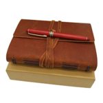 Leather Journal with Luxury Pen – Genuine Leather Bound Notebook Daily for Men and Women – Lined Paper 240 Kraft Pages, Handmade, Light Brown, 5 x 7 inches