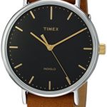 Timex Unisex TW2P97900 Fairfield 41 Brown Leather Slip-Thru Strap Watch