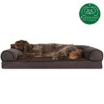 Furhaven Pet Dog Bed | Memory Foam Faux Fleece & Chenille Traditional Sofa-Style Living Room Couch Pet Bed w/ Removable Cover for Dogs & Cats, Coffee, Large