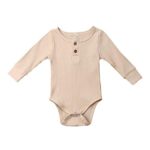 JRPONY Newborn Clothes Knit Romper Long Sleeve Baby Boys Girls Solid Color Bodysuit Jumpsuit (Light Brown, 18-24 Months)