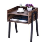shamoluotuo Industrial End Table with StorageCabinet Side Table Vintage Night Stand Telephone Table Corners Bedside Beside Cabinet Lamp Desk for Living Room & Bedroom Office Use (Brown, 18.1″)