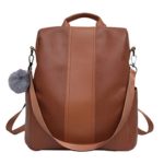 BITOPYTOPSIY Women Anti-Theft Backpack Purse Waterproof PU Lightweight Rucksack Shoulder School Bags Travel Brown