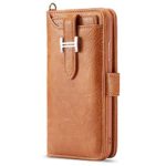 iPhone 11 Pro Smart Cover, YiMiky Vintage PU Leather Wallet Case w/Card Slots Hand Strap Detachable Smart Folio Purse Case Magnetic Flip Shockproof Protective Shell for iPhone 11 Pro 5.8″,Light Brown