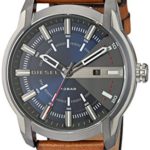 Diesel Men’s ‘Armbar’ Quartz Stainless Steel and Leather Watch, Color:Brown (Model: DZ1784)