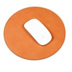 Super Quality Leather Mouse Pad Home and Office Round Gaming Mouse Pad Double Piece Stitched Edge Anti-Slip Mouse Mat Pads for Laptop/PC/Computer (Light Brown)